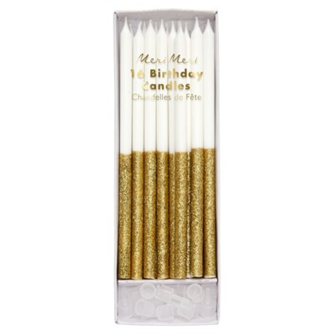 Meri Meri - Gold Glitter Dipped Candles - Altın Simli Mumlar - ST00132 -