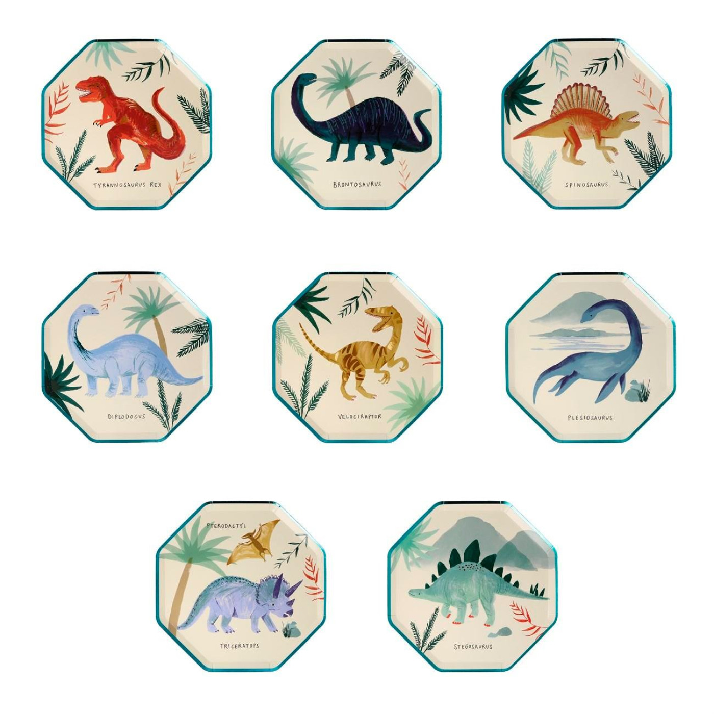 Meri Meri - Dinosaur Plates - Dinozor Tabak - 636997258232 - 636997258232