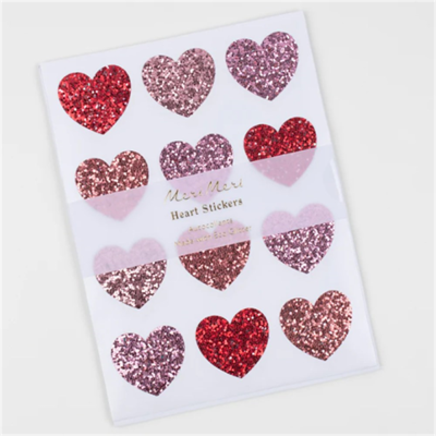 Meri Meri - Glitter Heart Stickers - Parıltılı Kalp Çıkartmalar - ST00130 -