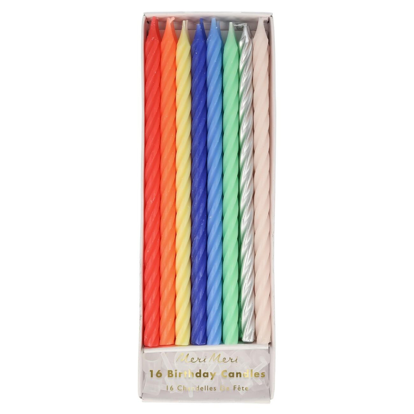 Meri Meri - Multi Neon Twisted Candles - Neon Mumlar - ST00149 -