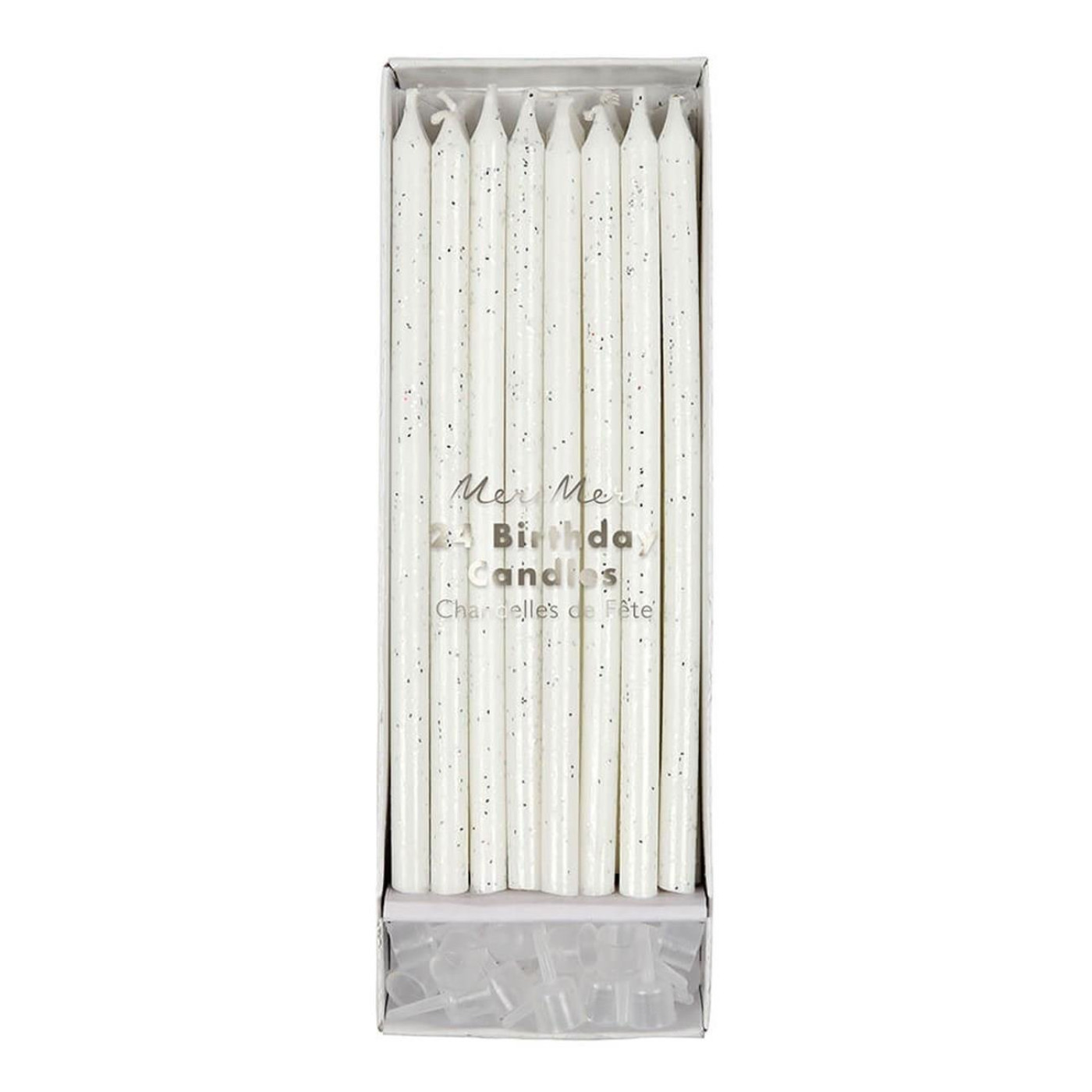 Meri Meri - Silver Glitter Candles - Gümüş Simli Mumlar - ST00171 -