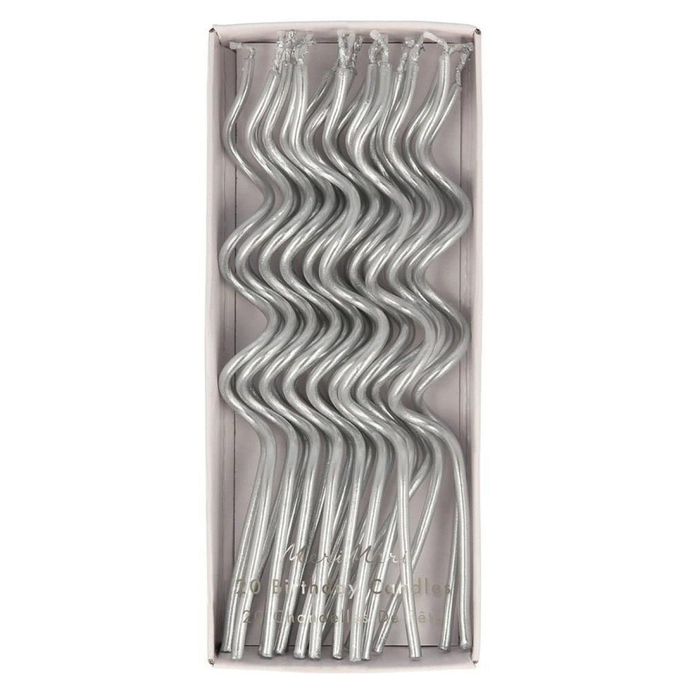 Meri Meri - Silver Swirly Candles - Gümüş Kıvrımlı Mumlar - 20li - ST00172 -