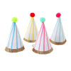 Meri Meri - Stripe & Pompom Mini Party Hats - Çizgili & Ponponlu Mini Parti Şapkaları - ST00173 -