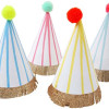 Meri Meri - Stripe & Pompom Party Hats - Çizgili & Ponponlu Parti Şapkaları - L - ST00174 -