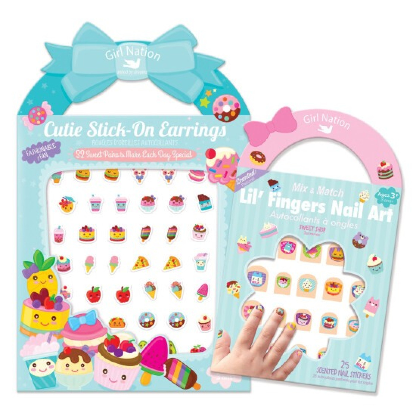 Cutie Stick-On Earrings and Nail Sticker Girly Gift Set- Sweet Shop - 728028460799 - 728028460799