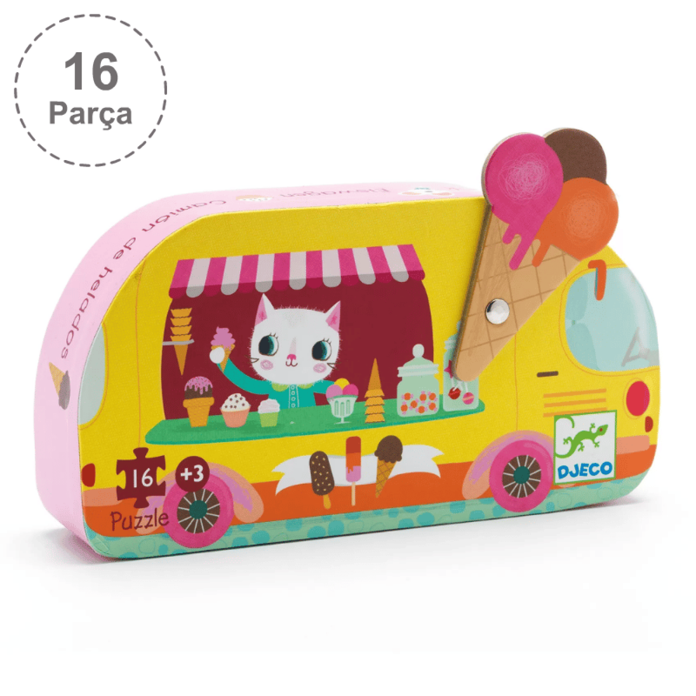 Djeco Dekoratif Puzzle 16 Parça - Ice Cream Truck - 3070900072640 - 3070900072640