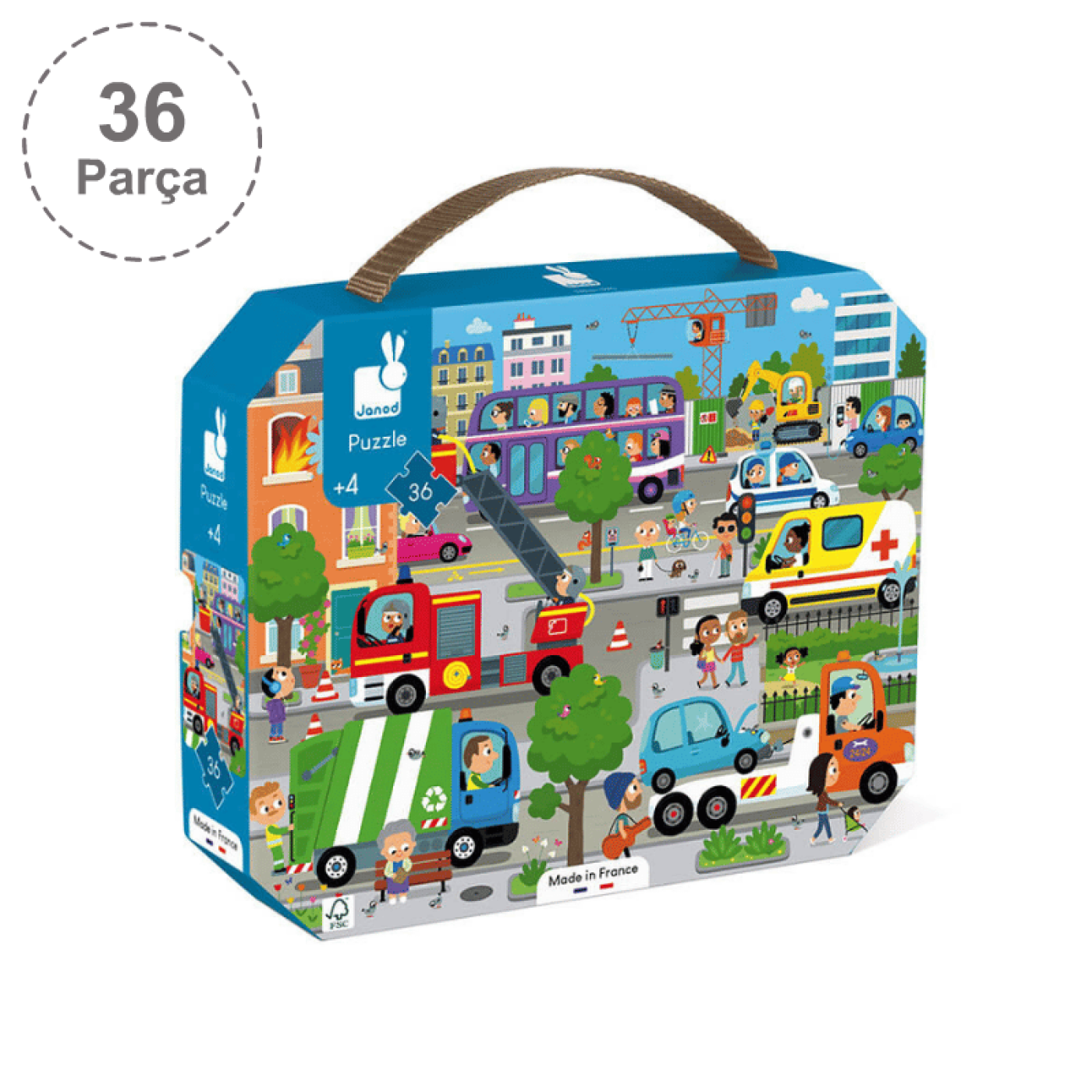 Janod 36 Parça Çantalı Puzzle - Şehir - J02644 -