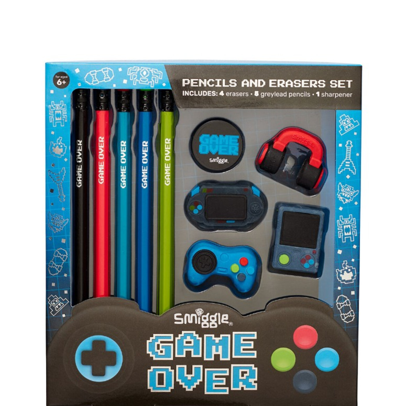 Smiggle - Game Over Kalem ve Silgi Seti - ST00436 - 9332934373075