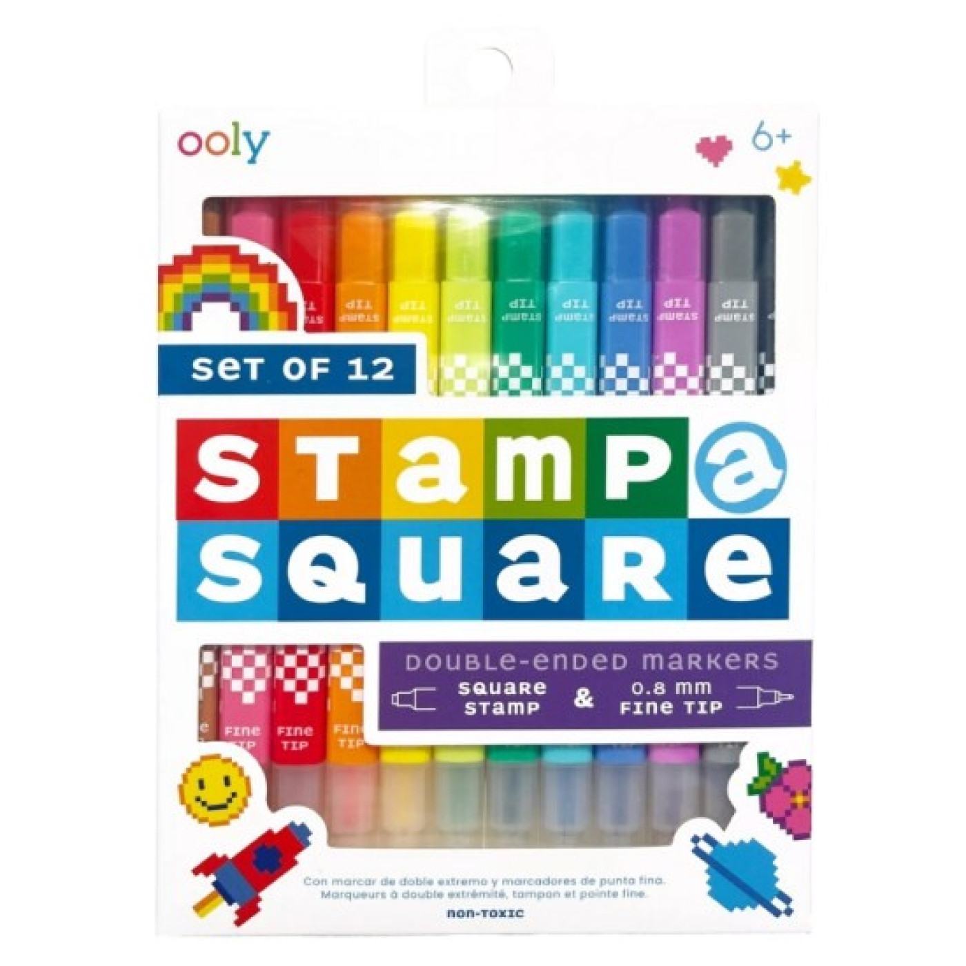 Ooly Stamp-A-Square Çift Uçlu 12’li Keçeli Kalem - 130-112 -