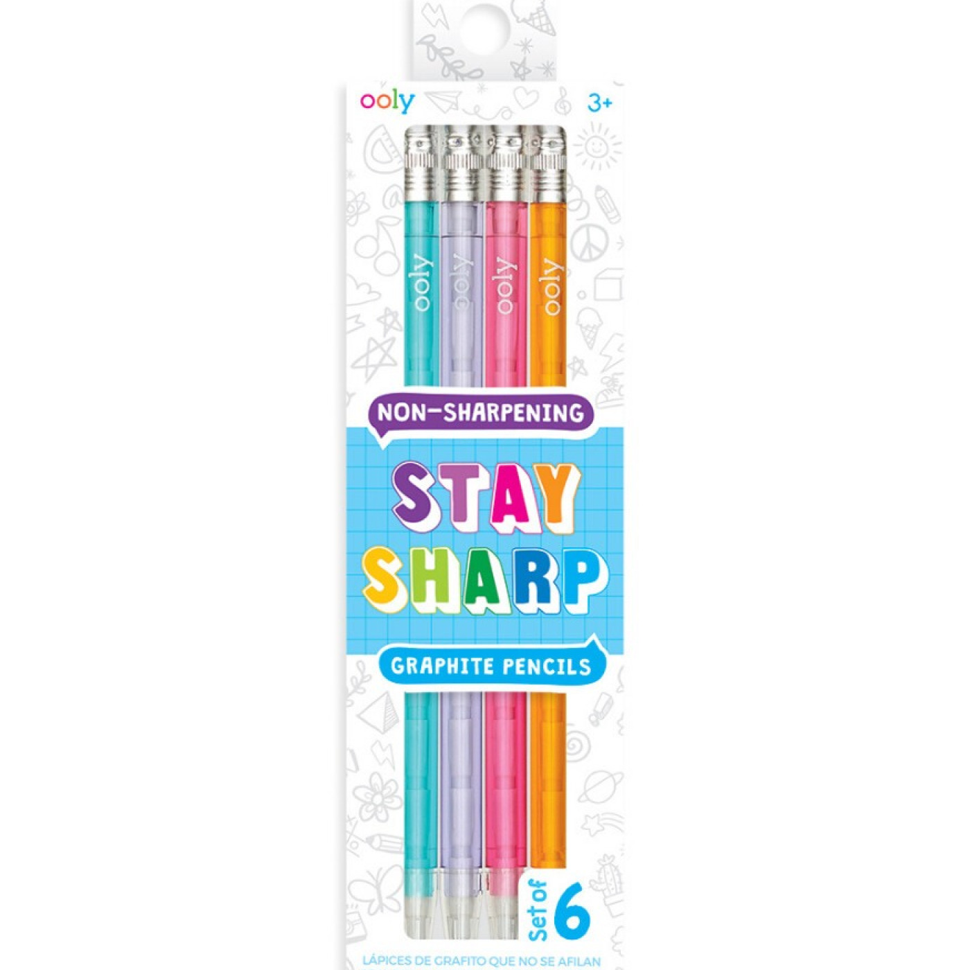 Ooly Stay Sharp Takmalı 6lı Kurşun Kalem Seti - Neon Renkler - ST00618 -