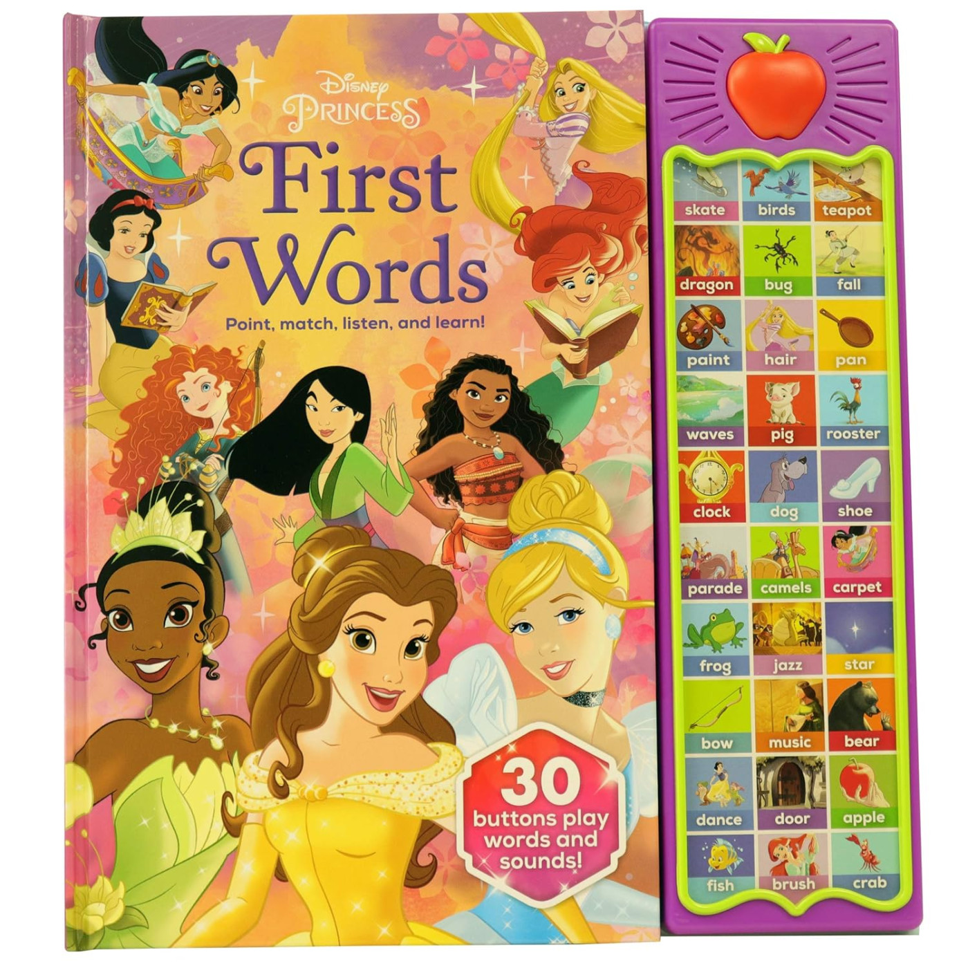 Disney Princess Cinderella, Moana, Rapunzel, and More!: First Words: Point, Match, Listen, and Learn! 30-Button Sound Book - 9781503757868 - 9781503757868